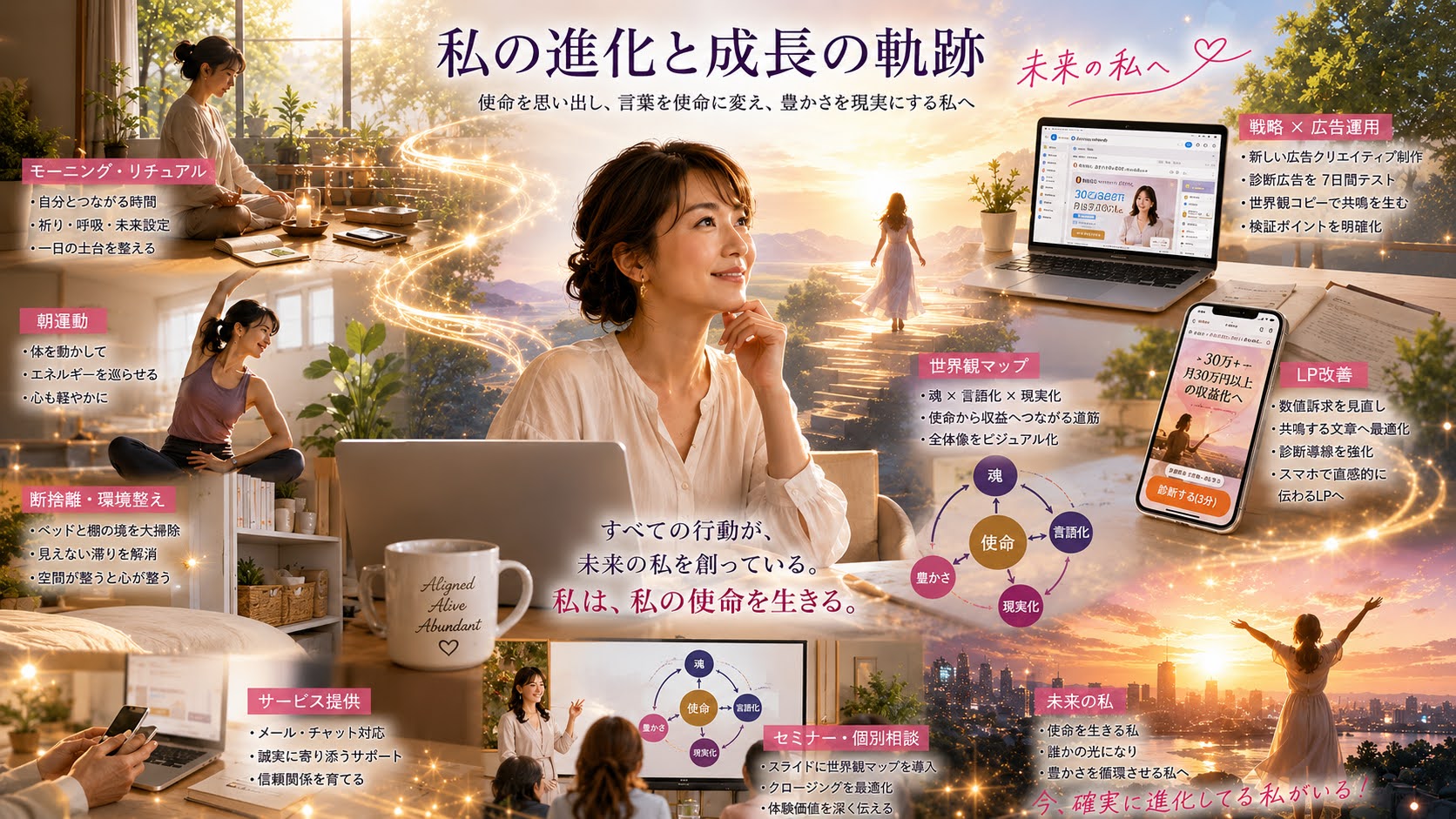 魂主導AIという生き方を表す進化と成長のイメージ